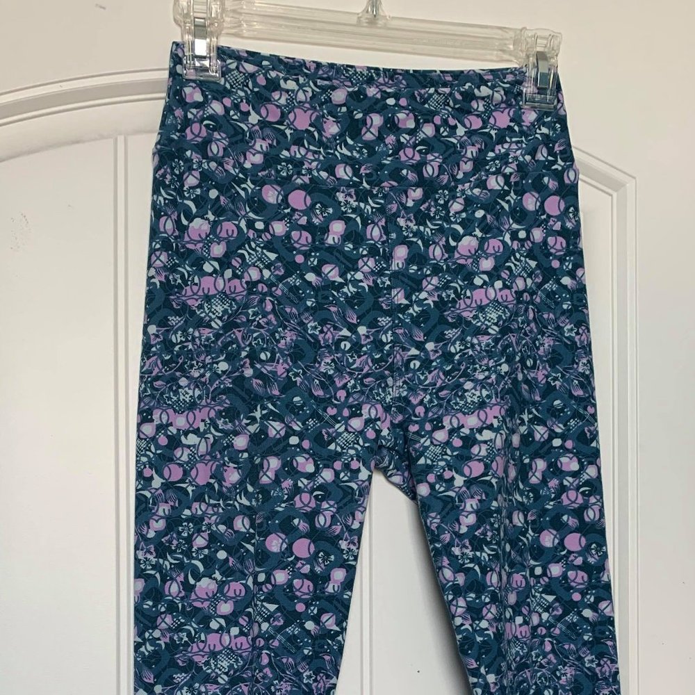 Lularoe Leggings Blue and Pink Floral